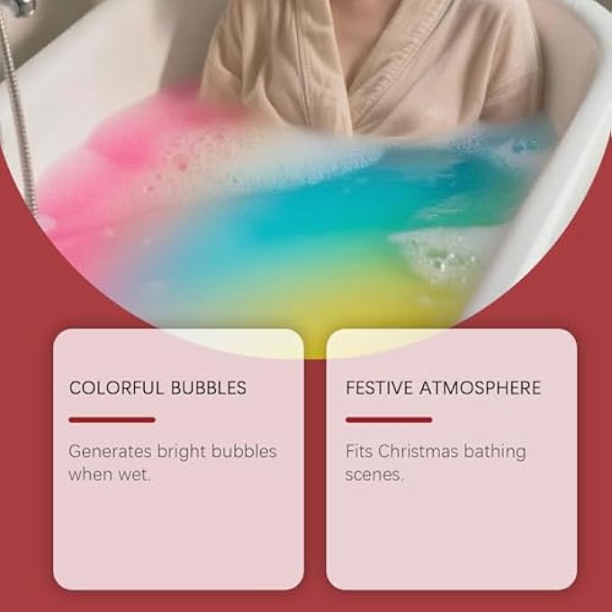 مجموعة هدايا Bath Bombs لعيد الميلاد - فزيز حمام معطر مع زيوت عطرية - مرطب للجسم للبشرة الجافة - هدية سبا منزلية مريحة للنساء والرجال والأطفال - سريعة الذوبان والرغوة الغنية - Image 5